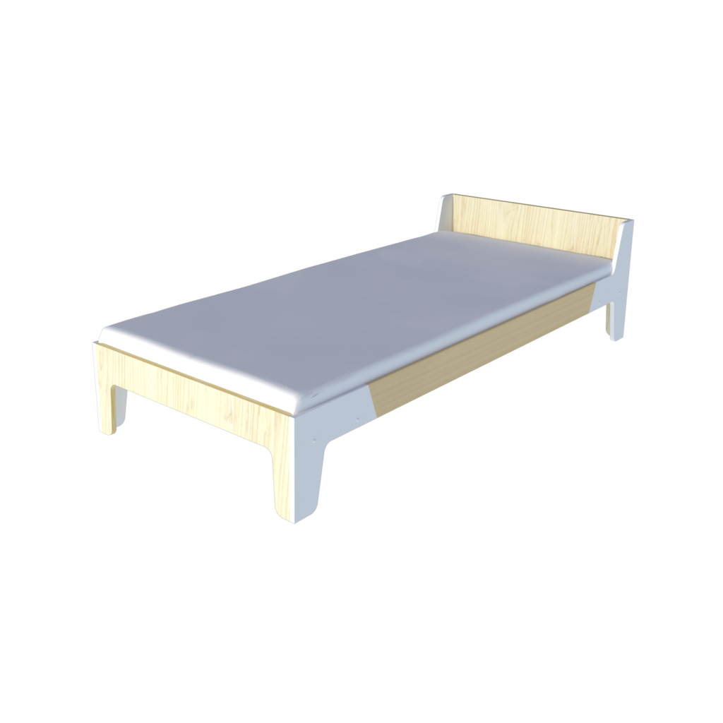 Кровать из фанеры и массива дерева белая