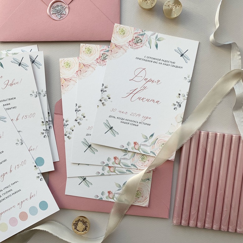 Приглашение на свадьбу с ранункулюсами