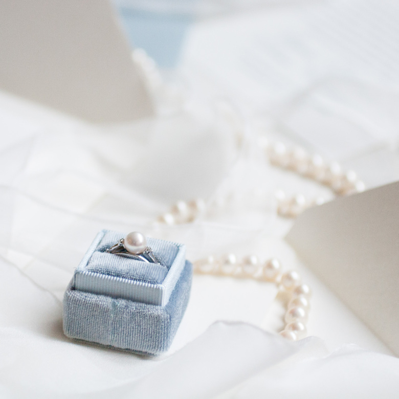 "Пыльно-голубой" коробочки для колец бархатные