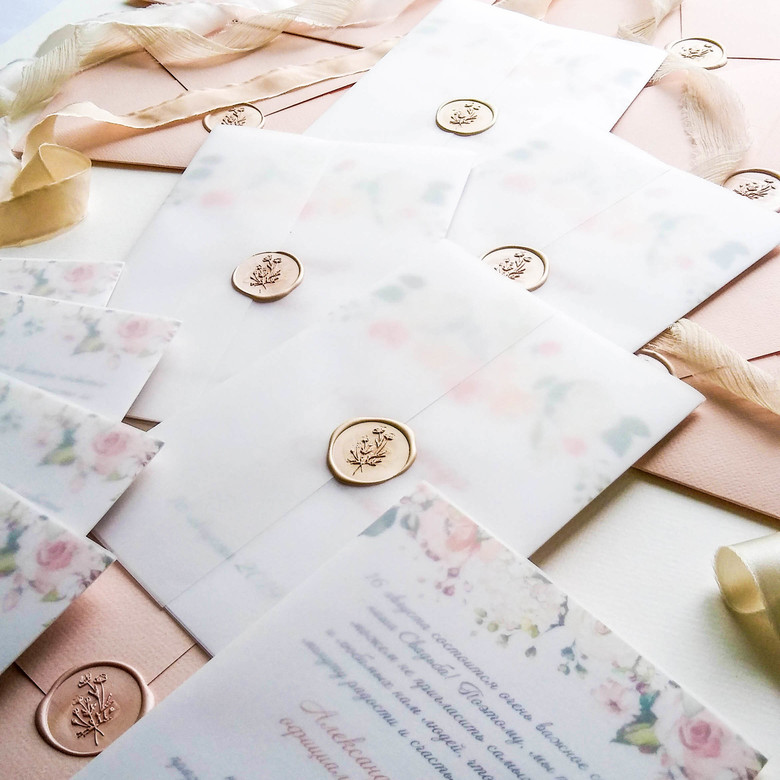 Приглашение с персиковыми цветами