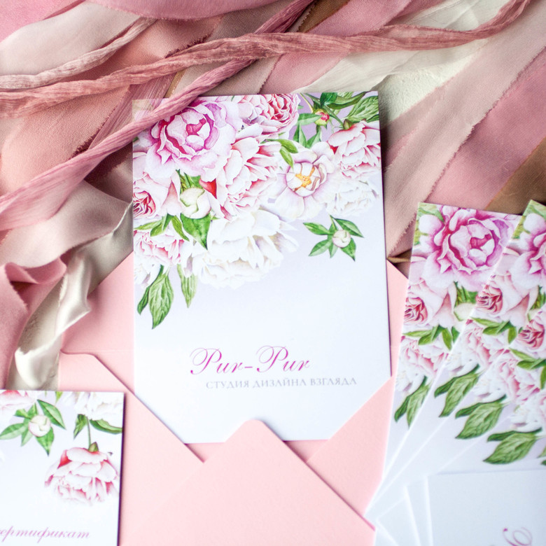 Подарочный сертификат с пионами