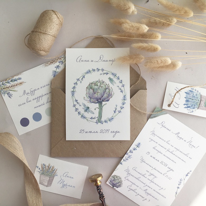 Приглашения на свадьбу: коллекция в стиле "Прованс"
