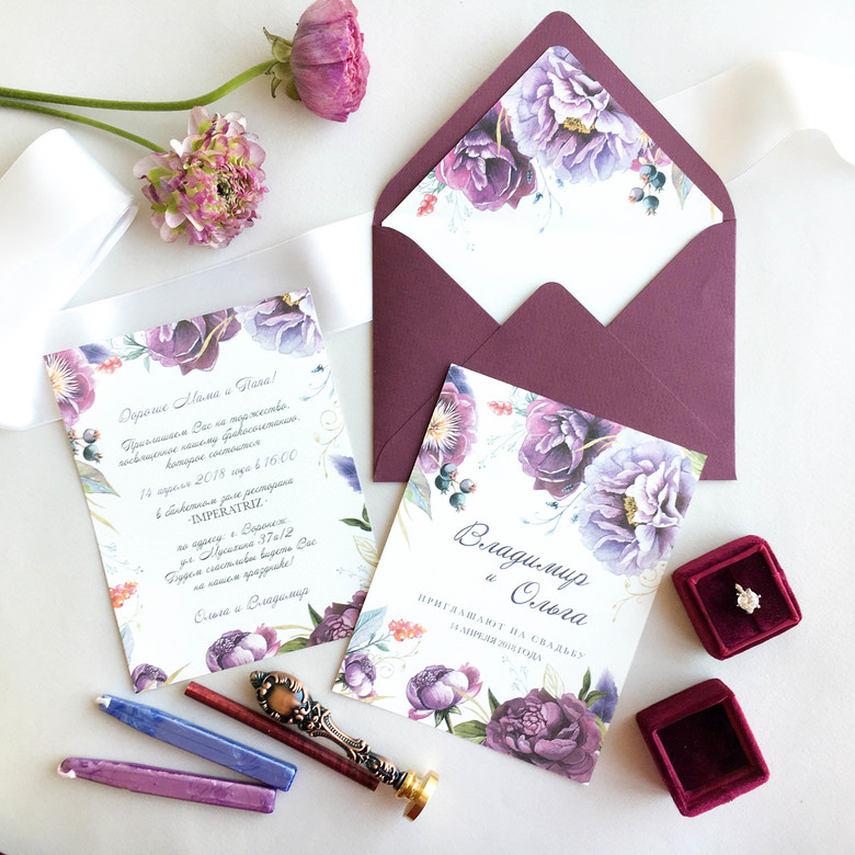 Именные приглашения на свадьбу в конверте