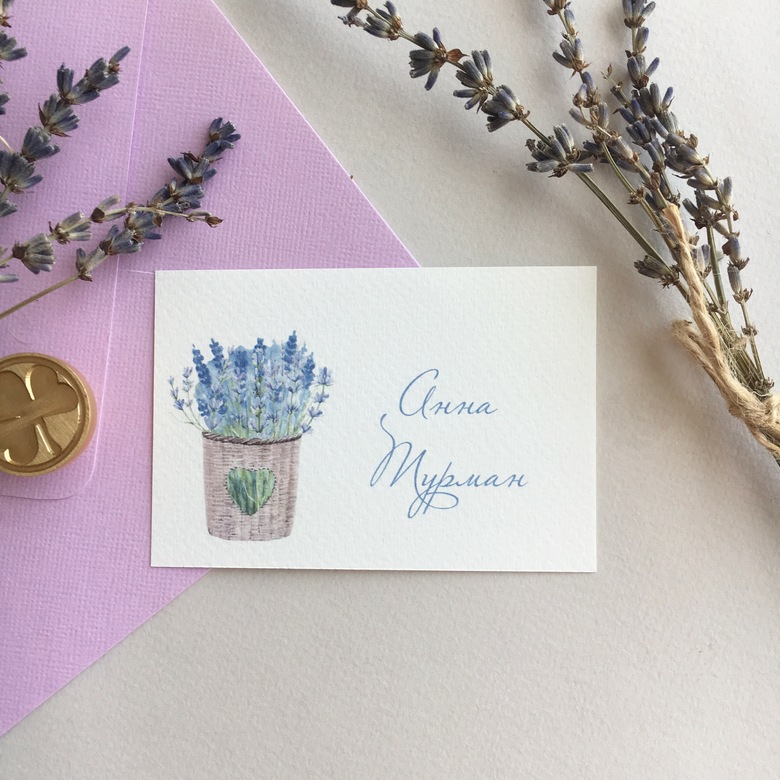 Карточки рассадки с лавандой