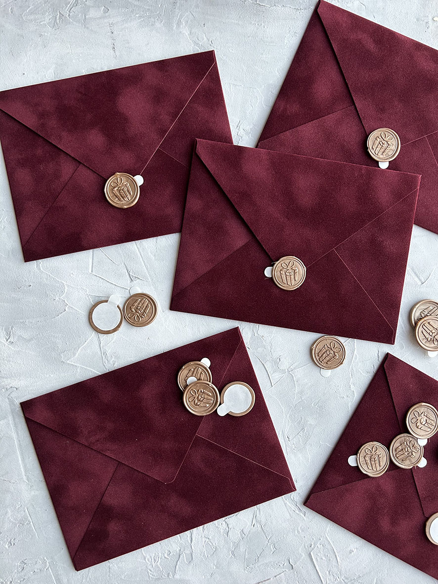 Бархатный конверт "бордовый"