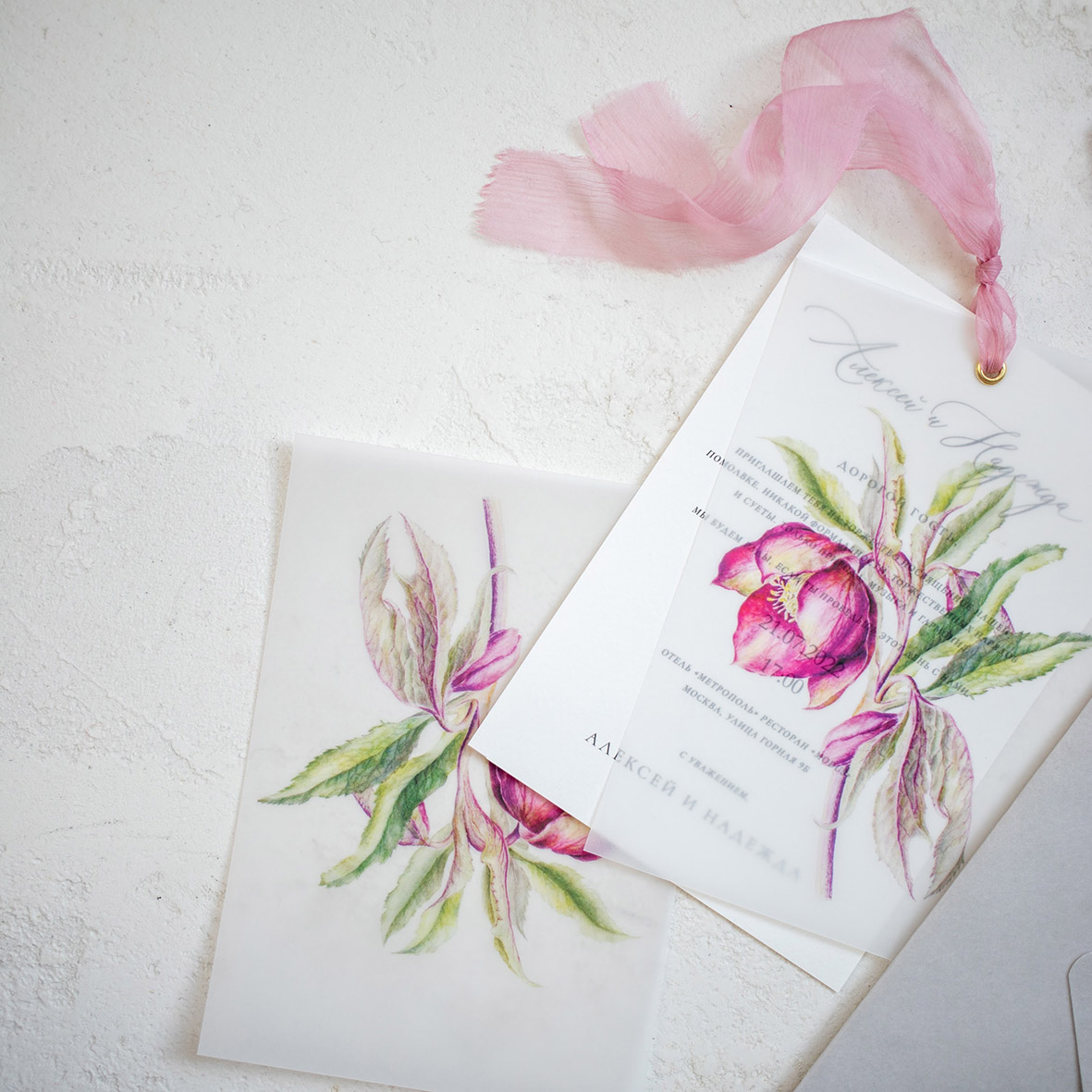 Свадебные приглашения с цветами фиолетовыми