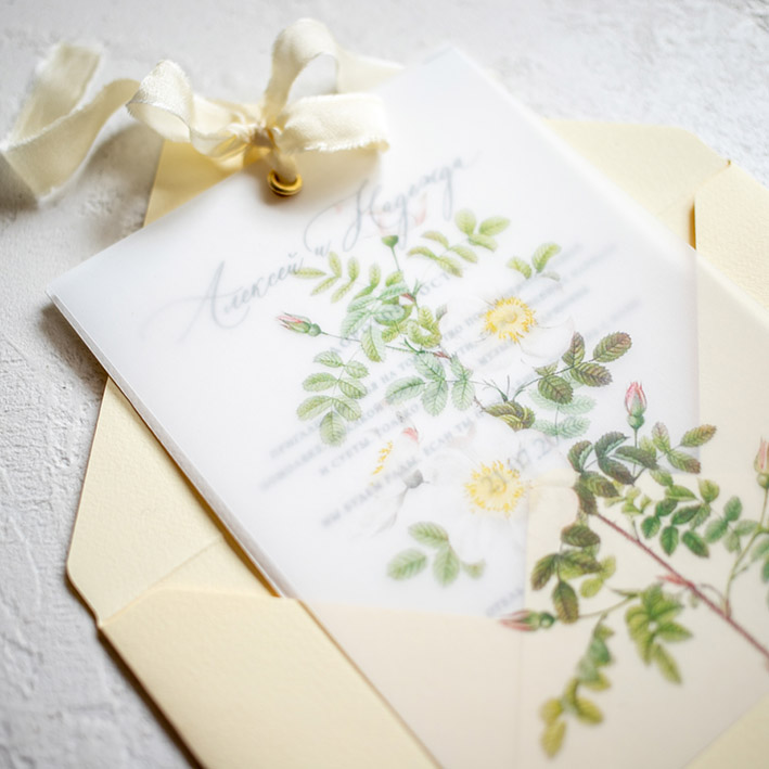 Пригласительные на свадьбу в цвете Айвори цены купить