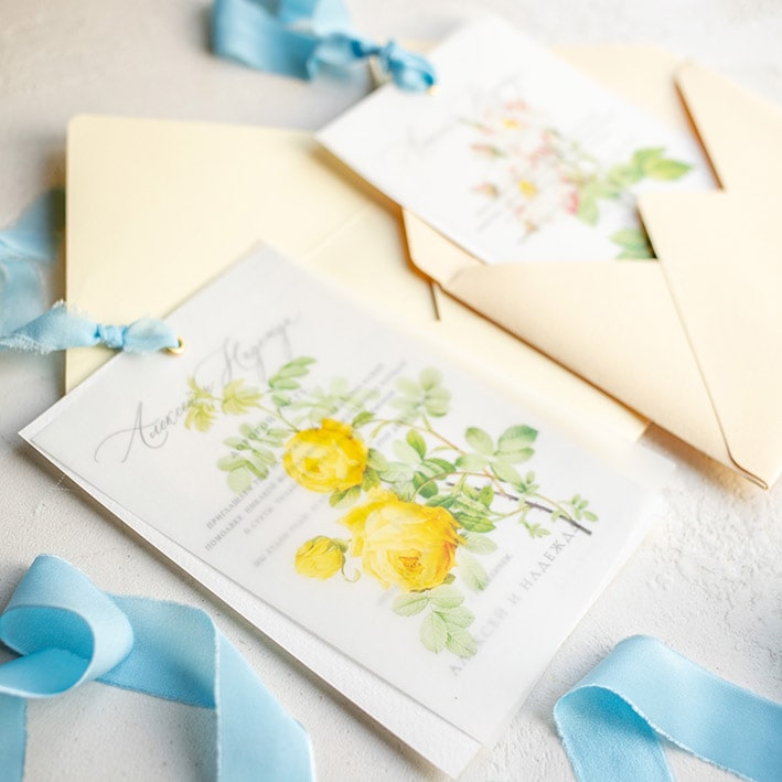 Пригласительные на свадьбу с цветами