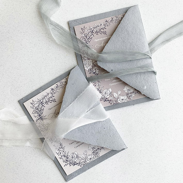 Пригласительные на свадьбу с конвертами ручного литья