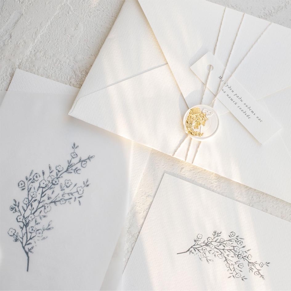 Конверт слоновая кость, белый для приглашений на свадьбу купить