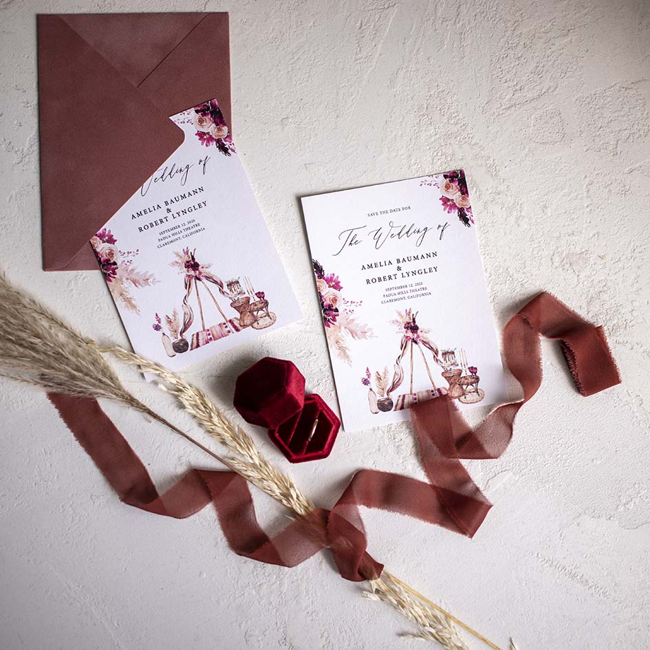 Пригласительные на свадьбу в стиле бохо