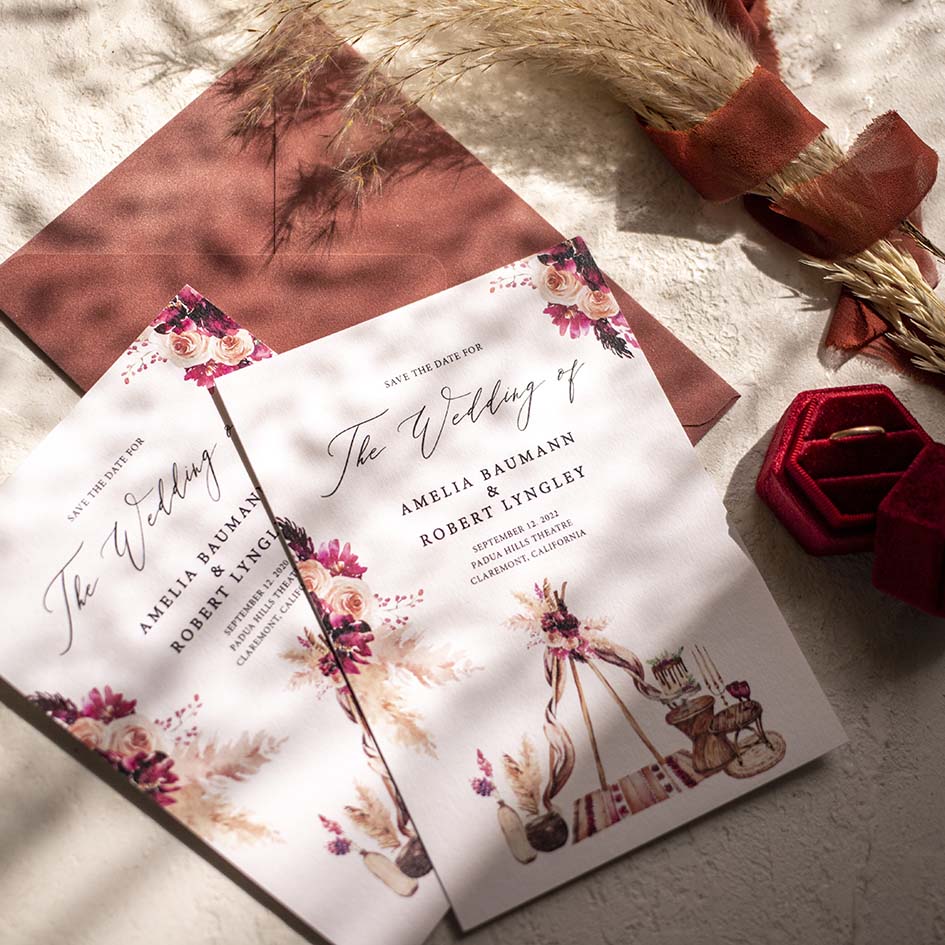 Пригласительные на свадьбу в стиле бохо
