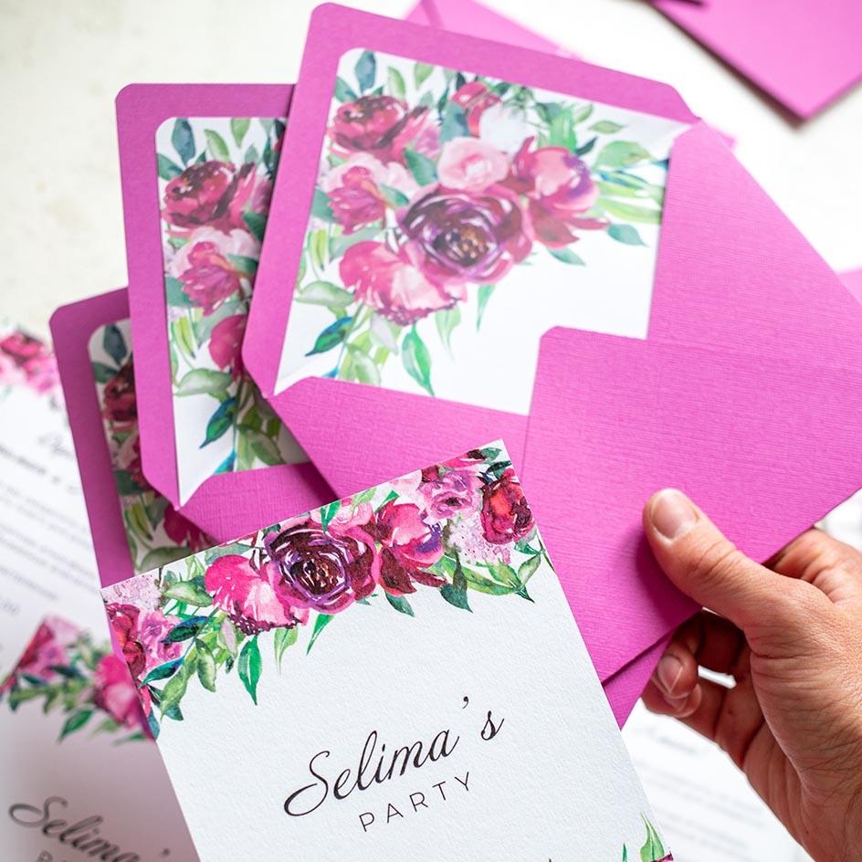 Бумажный Конверт ярко розовый для дня рождения денег приглашений