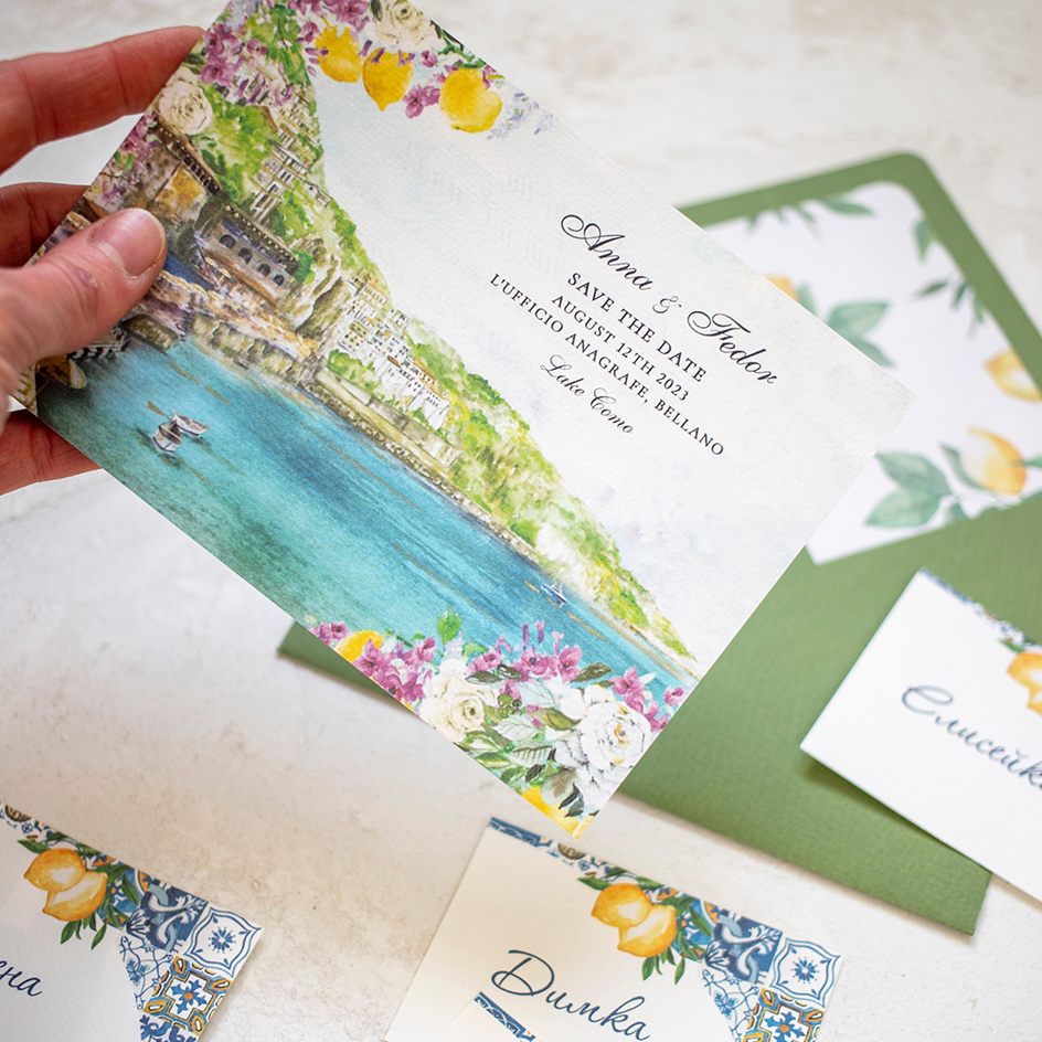 Пригласительные на свадьбу акварельные  лето и море