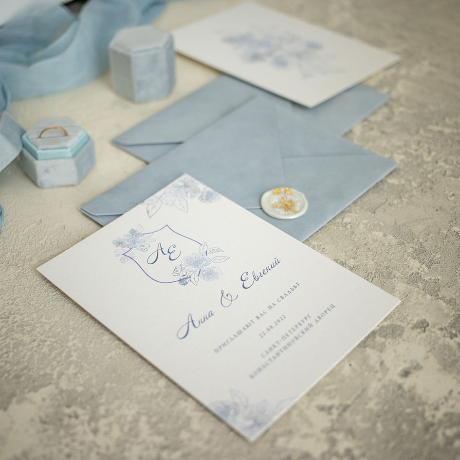 свадебные приглашения в голубом цвете на свадьбу