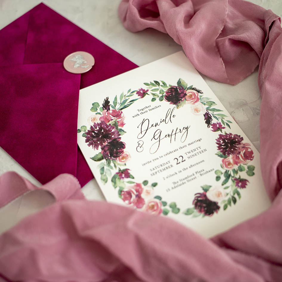 Приглашения на свадьбу в цвете фуксии цены купить