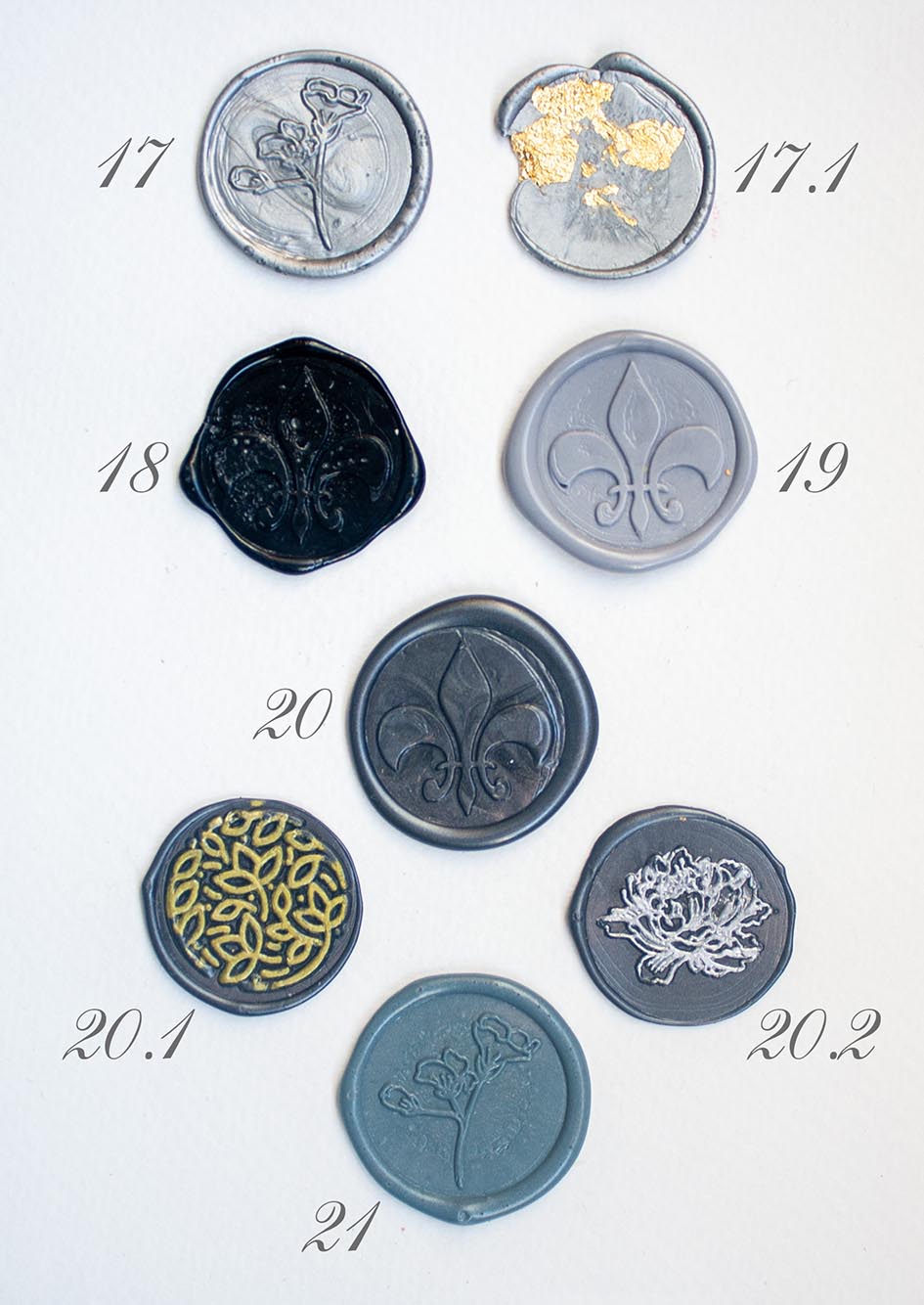 Сургучные печати серые, серебряные и черные