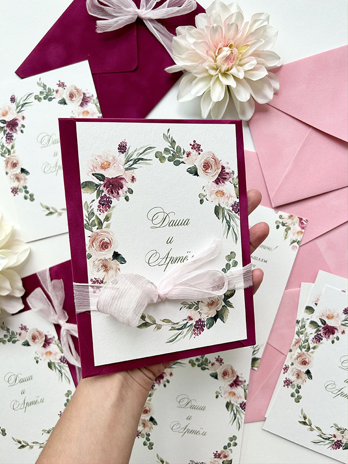 Пригласительные на свадьбу с конвертами
