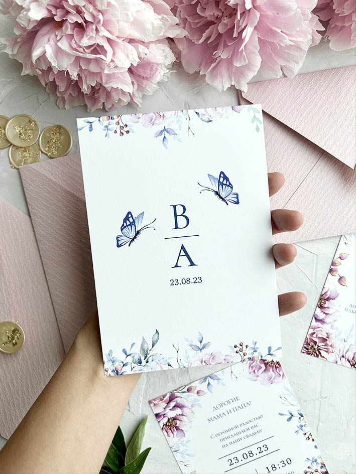 Свадебные приглашения с пионами