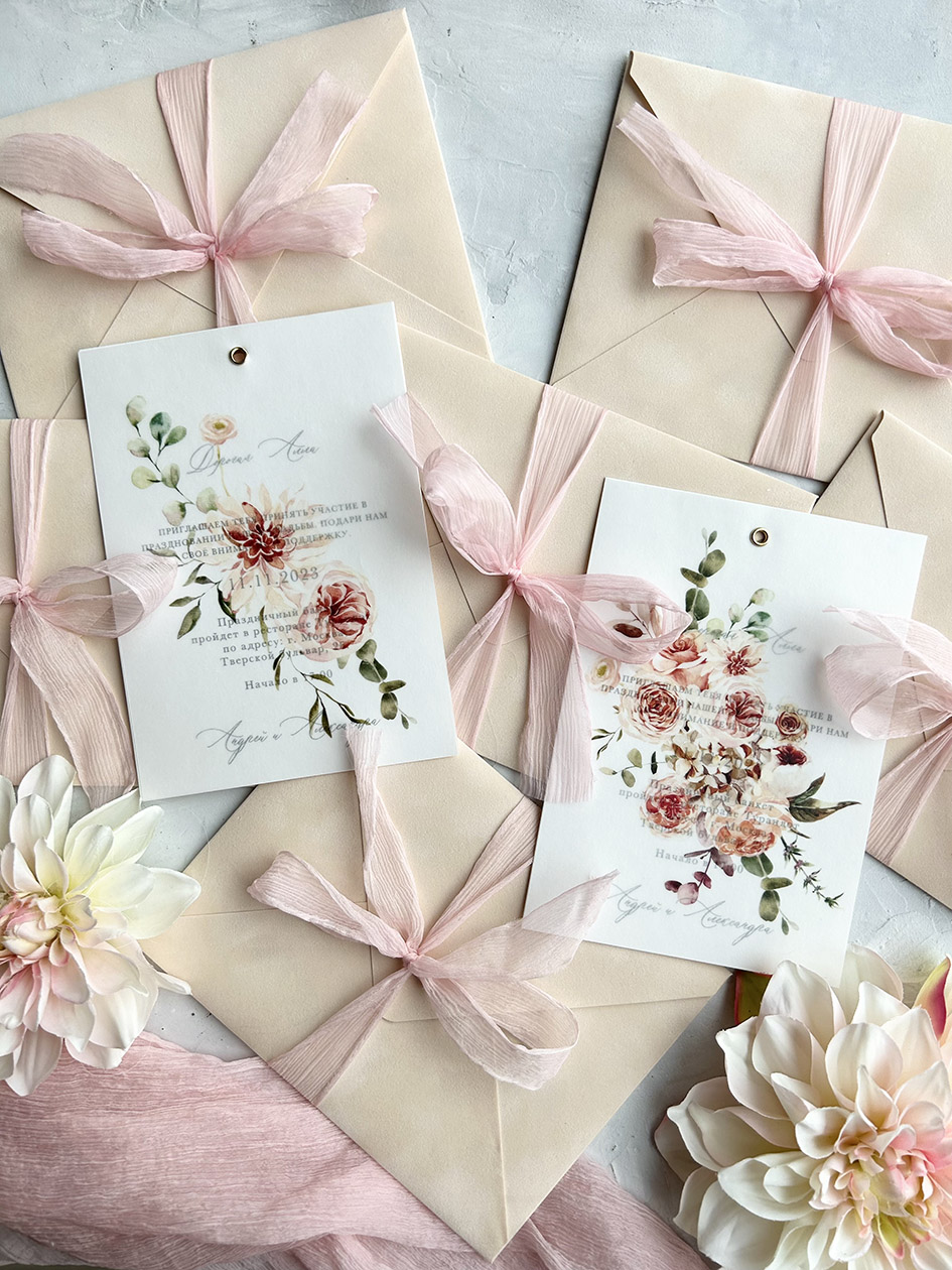 Пригласительные на свадьбу с цветами
