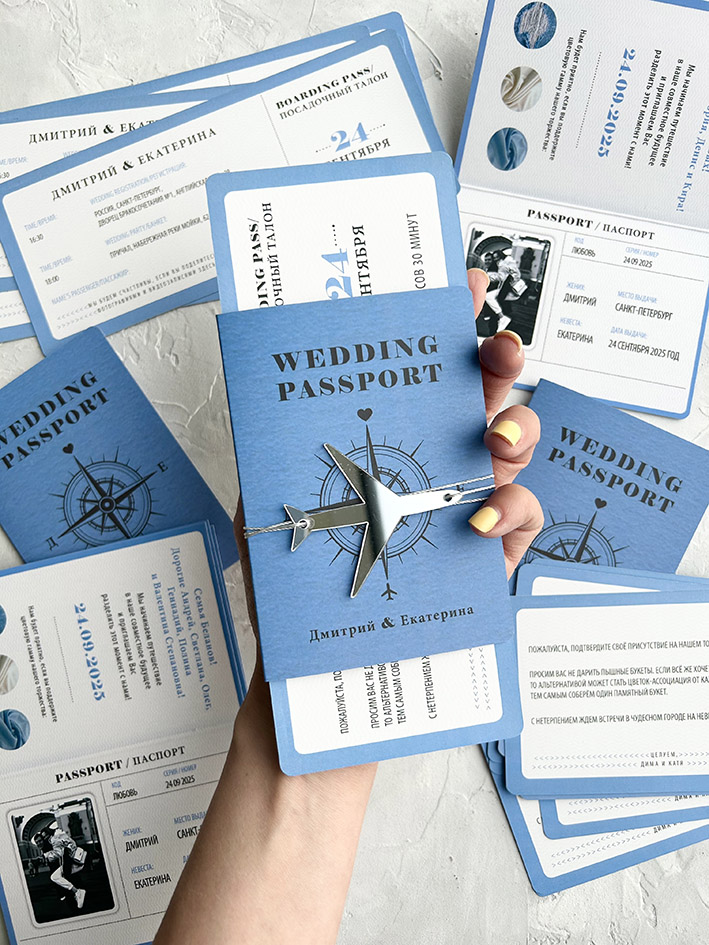 Приглашения в виде билета и паспорта