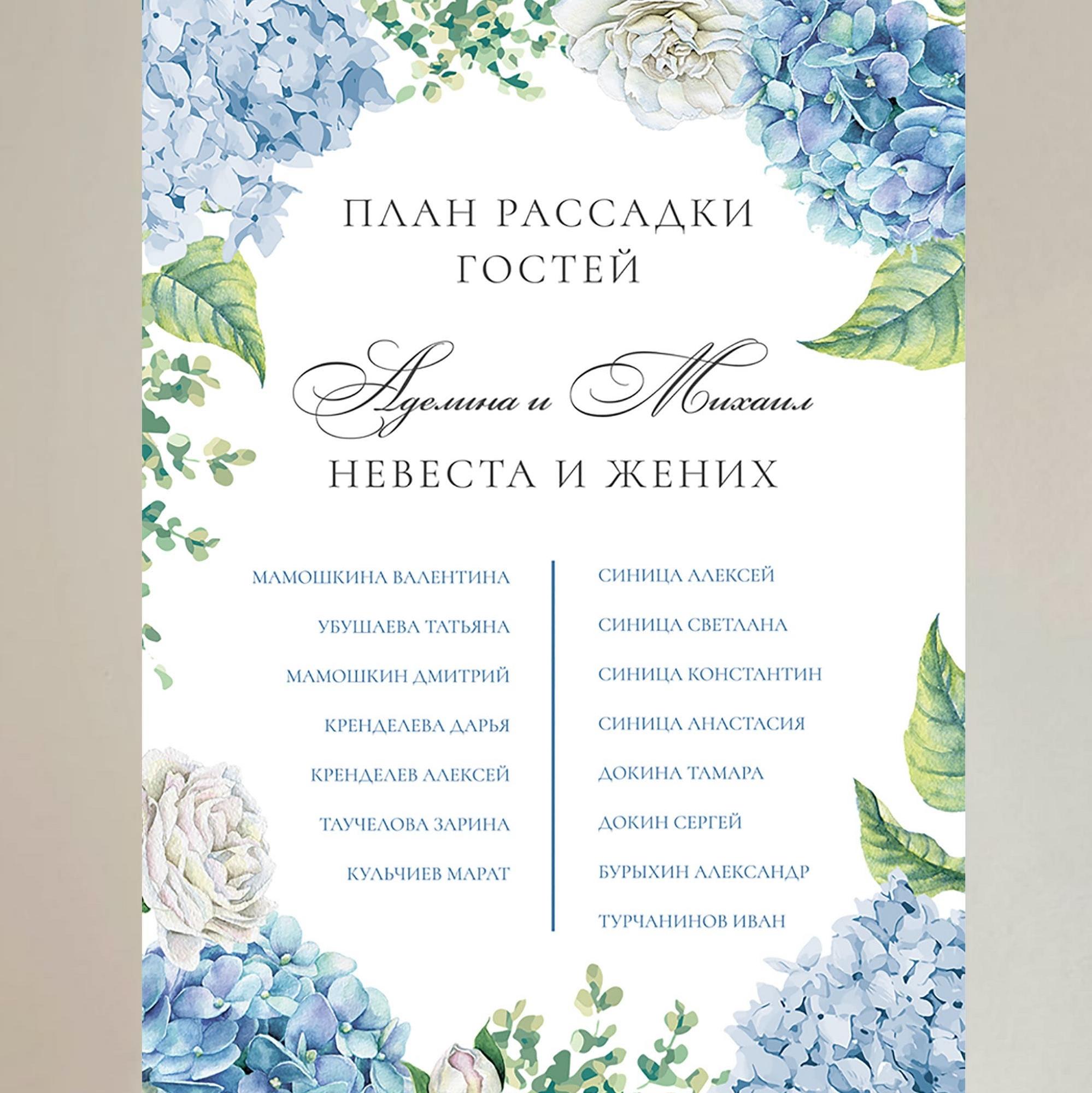 План рассадки на свадьбу голубой