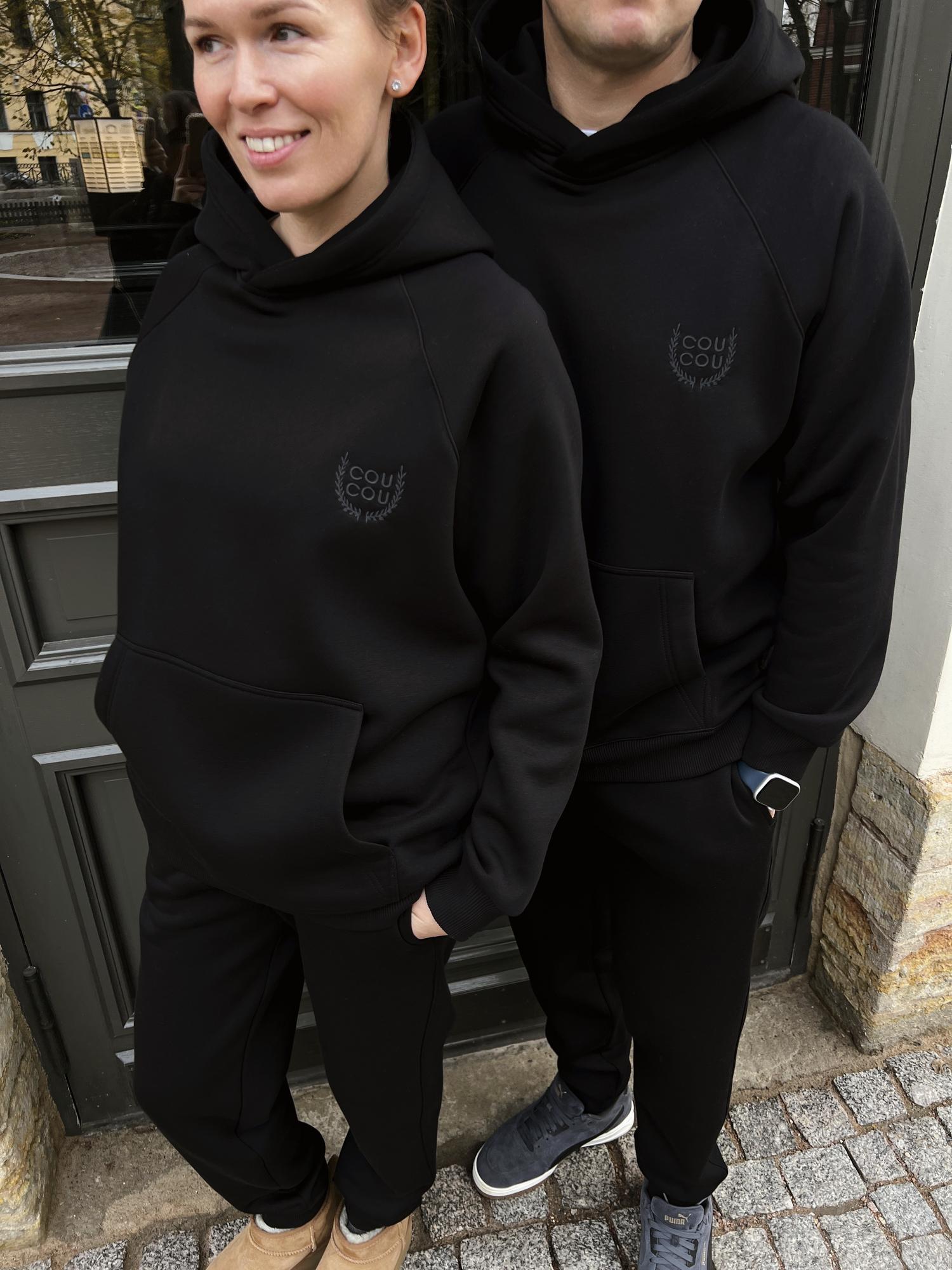 Худи утепленное унисекс черное