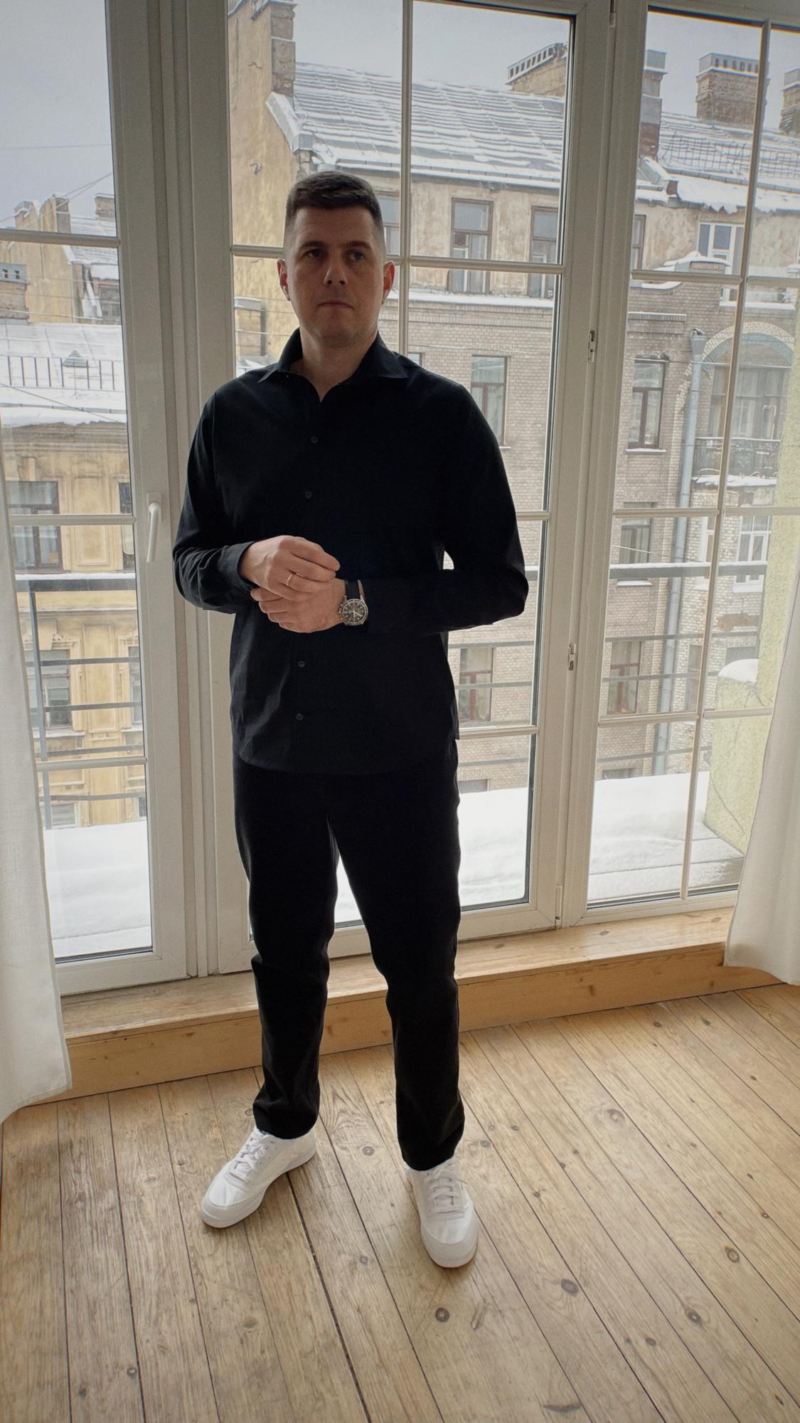 Рубашка мужского кроя классическая черная