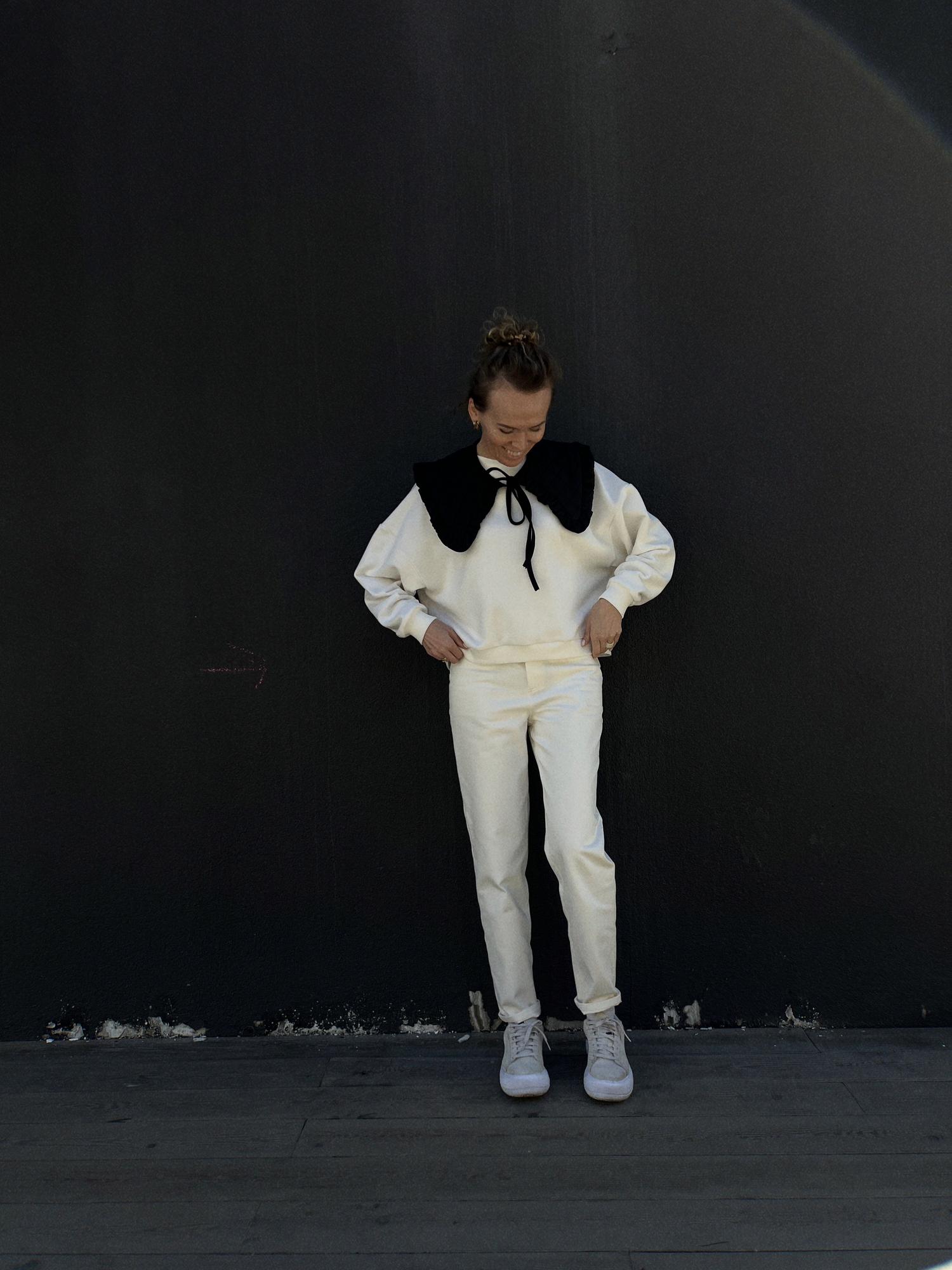 Джинсы хлопковые молочные