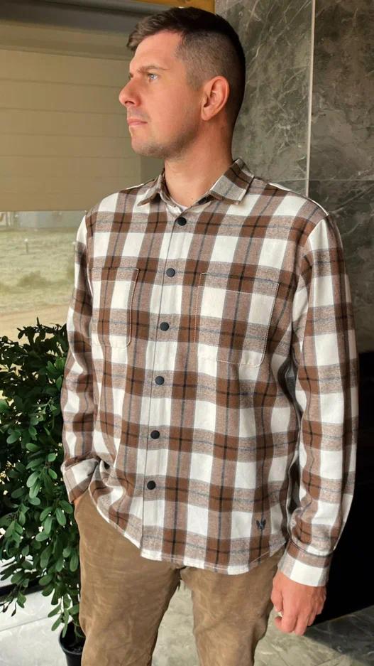 Рубашка в клетку мужского кроя