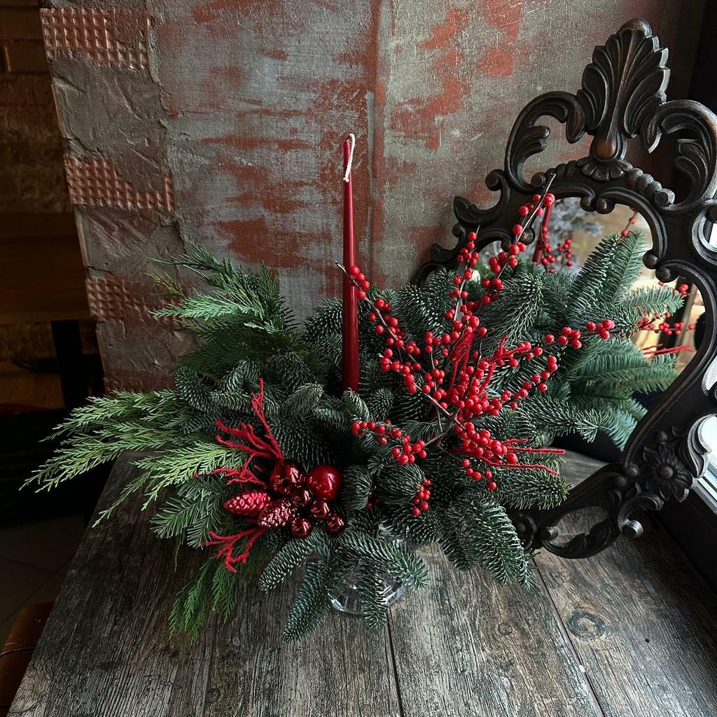 Композиция со свечой "Бордо"