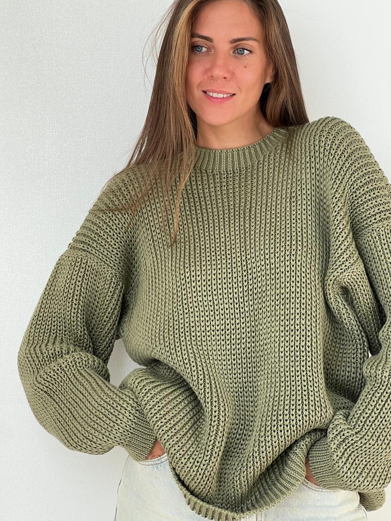 ЖЕНСКИЙ ДЖЕМПЕР ОВЕРСАЙЗ | ОЛИВА