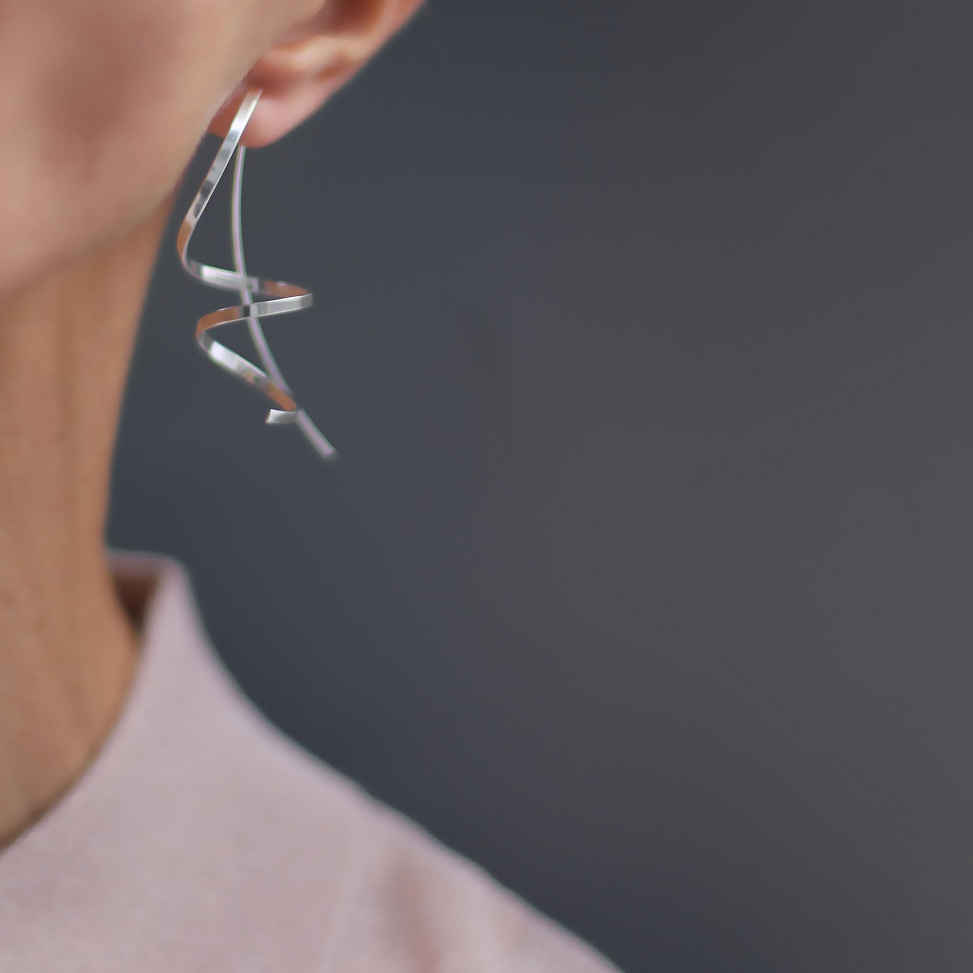 Серебряные серьги Спирали 1P985