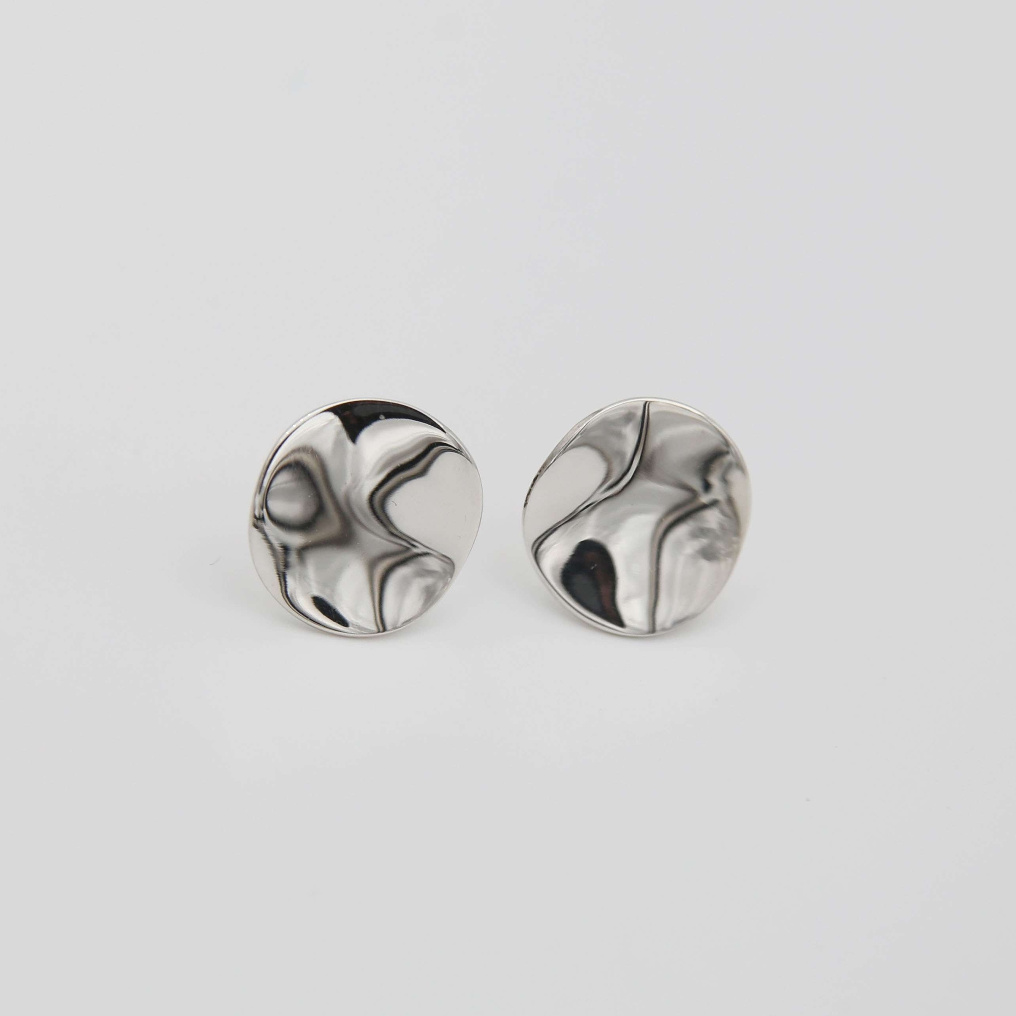 Серебряные серьги Большие мятые круги 1P1085