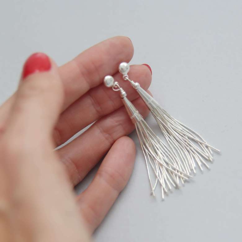 Серьги Серебряные нити 1P1094