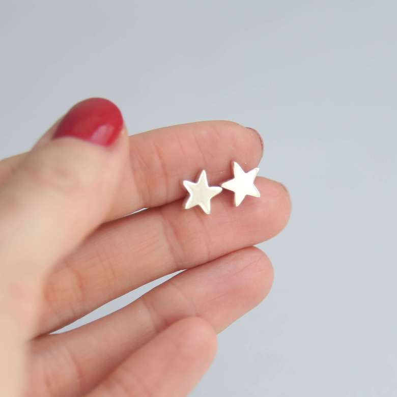 Серебряные серьги-гвоздики Звезды 1P570