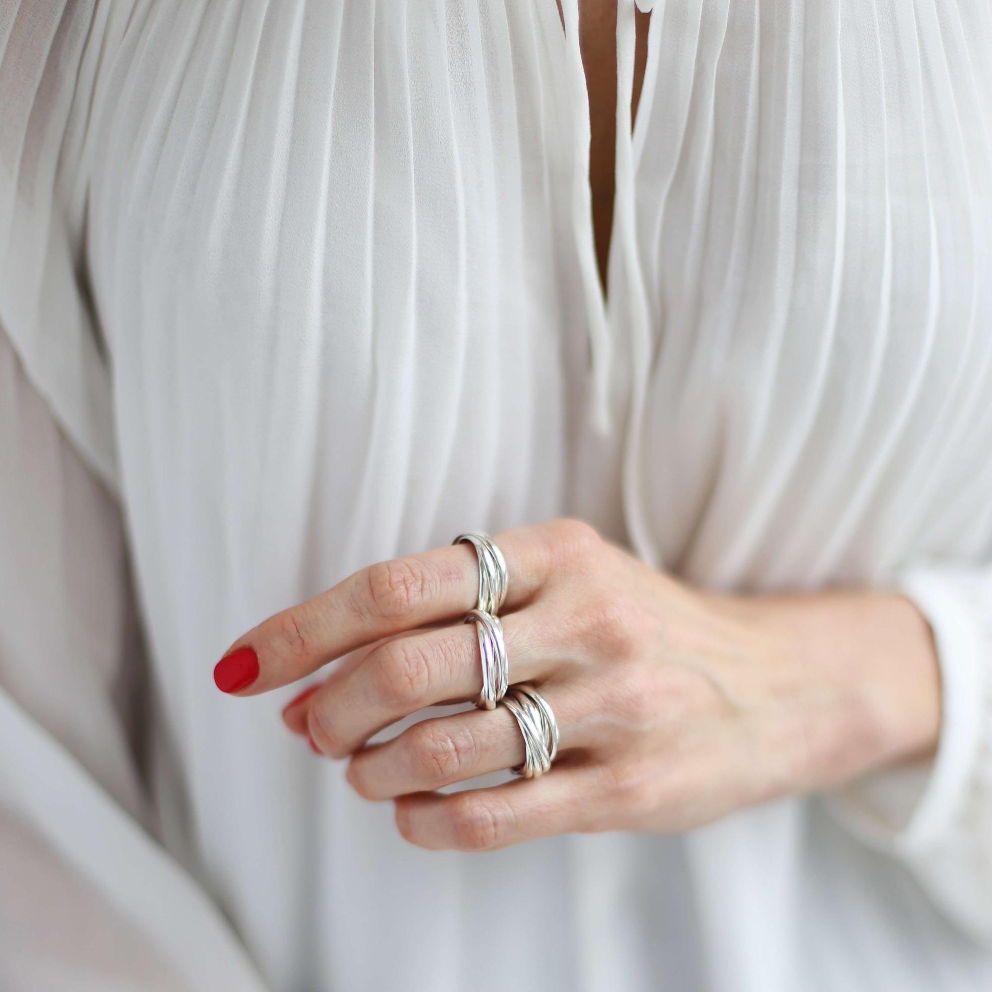 Серебряное кольцо из 3 колечек 2P47-1