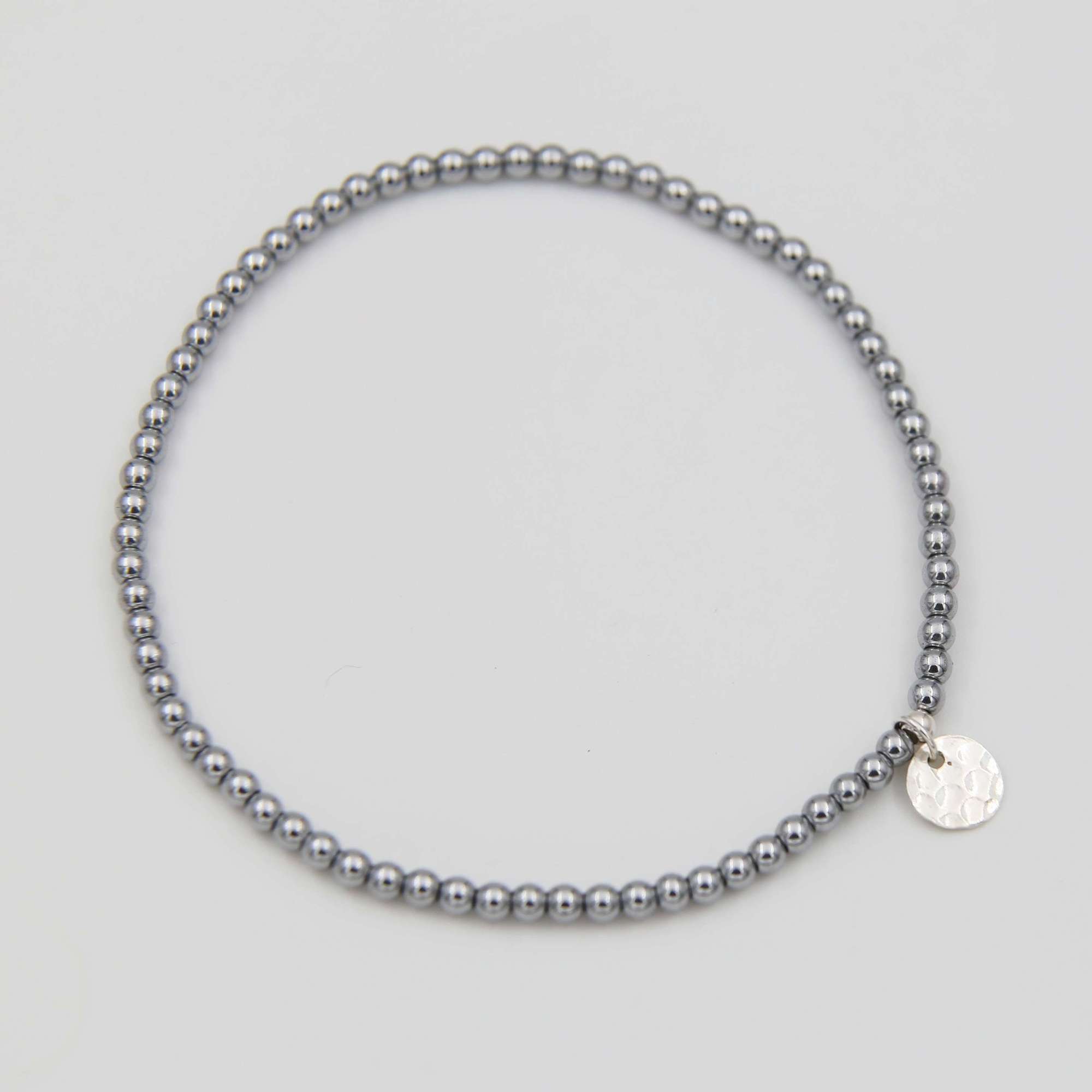 Анклет на ногу из гематита серебряного цвета 8P27