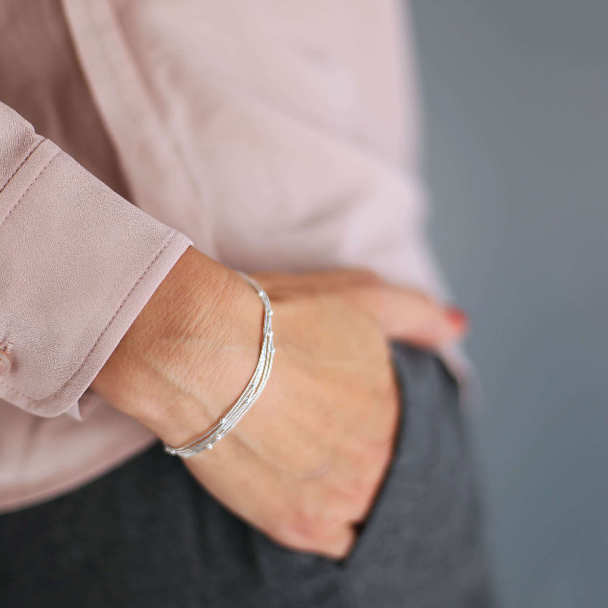 Браслет из 5 серебряных нитей 3P374