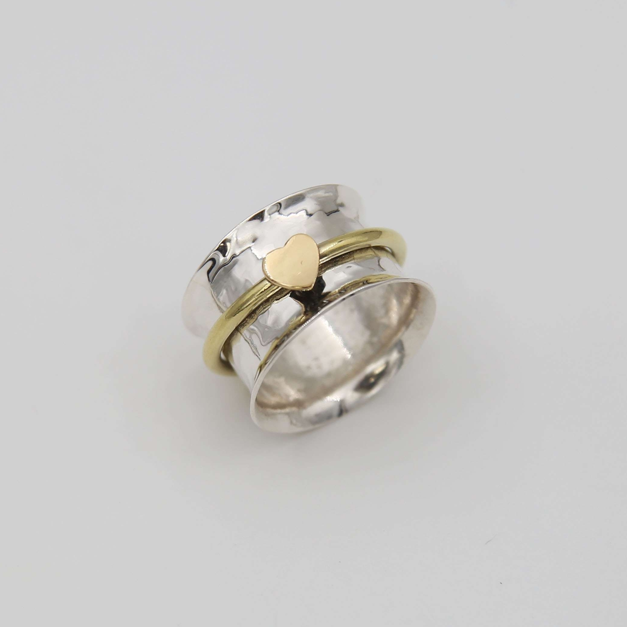 Серебряное кольцо с вращающимся сердечком 2P956