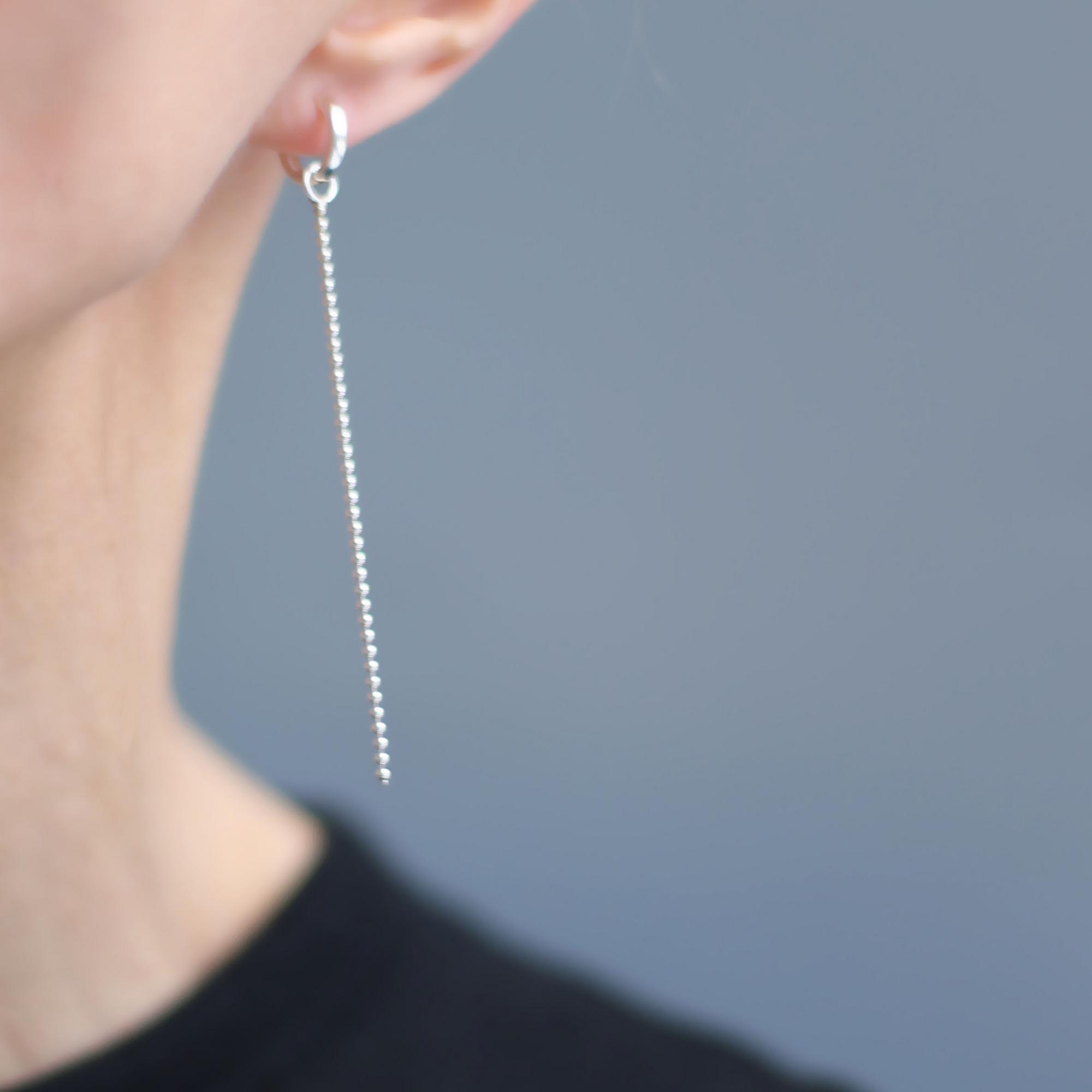 Серьги-кольца с подвесками асимметричная пара 1P2332-1