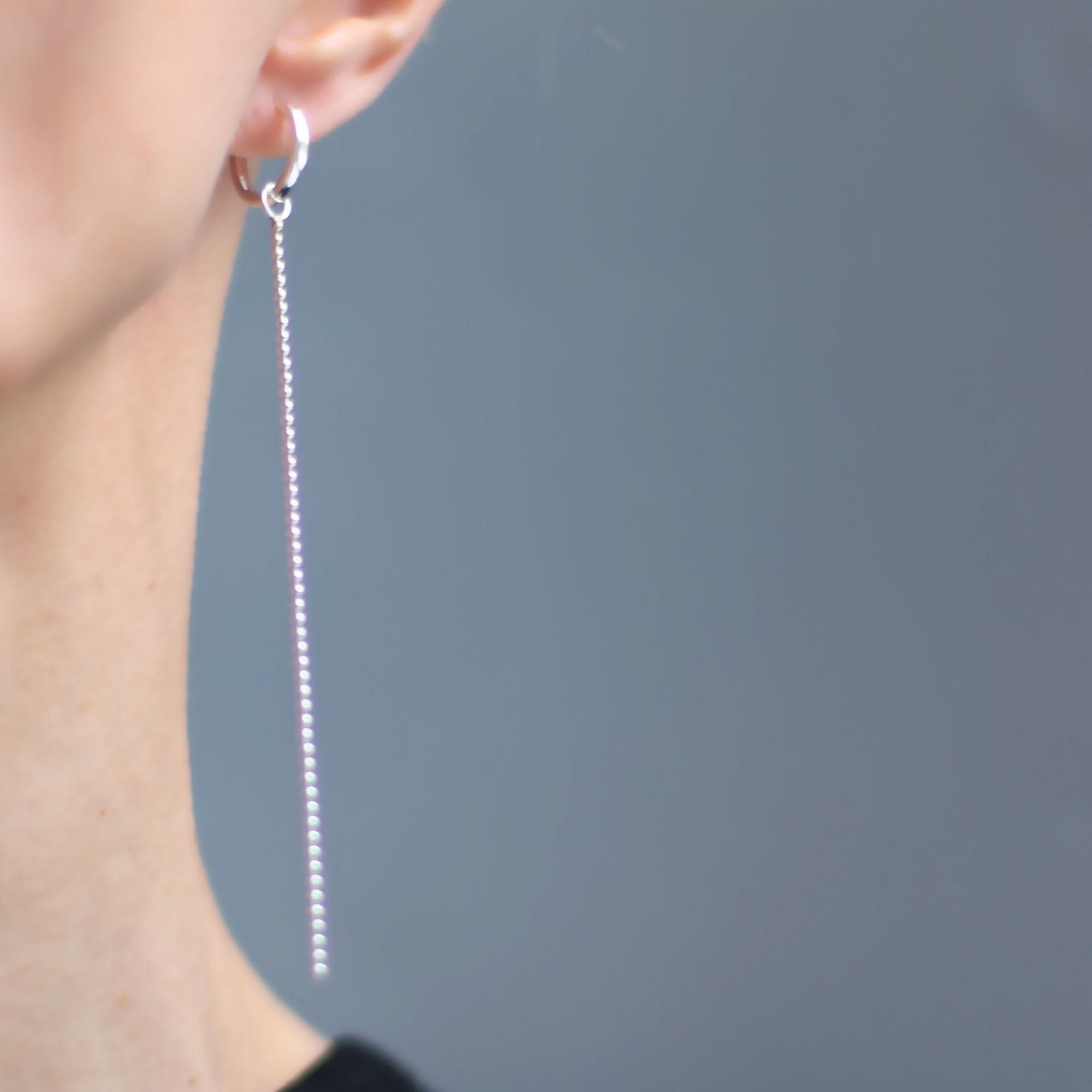 Серьги-кольца с подвесками асимметричная пара 1P2334-1