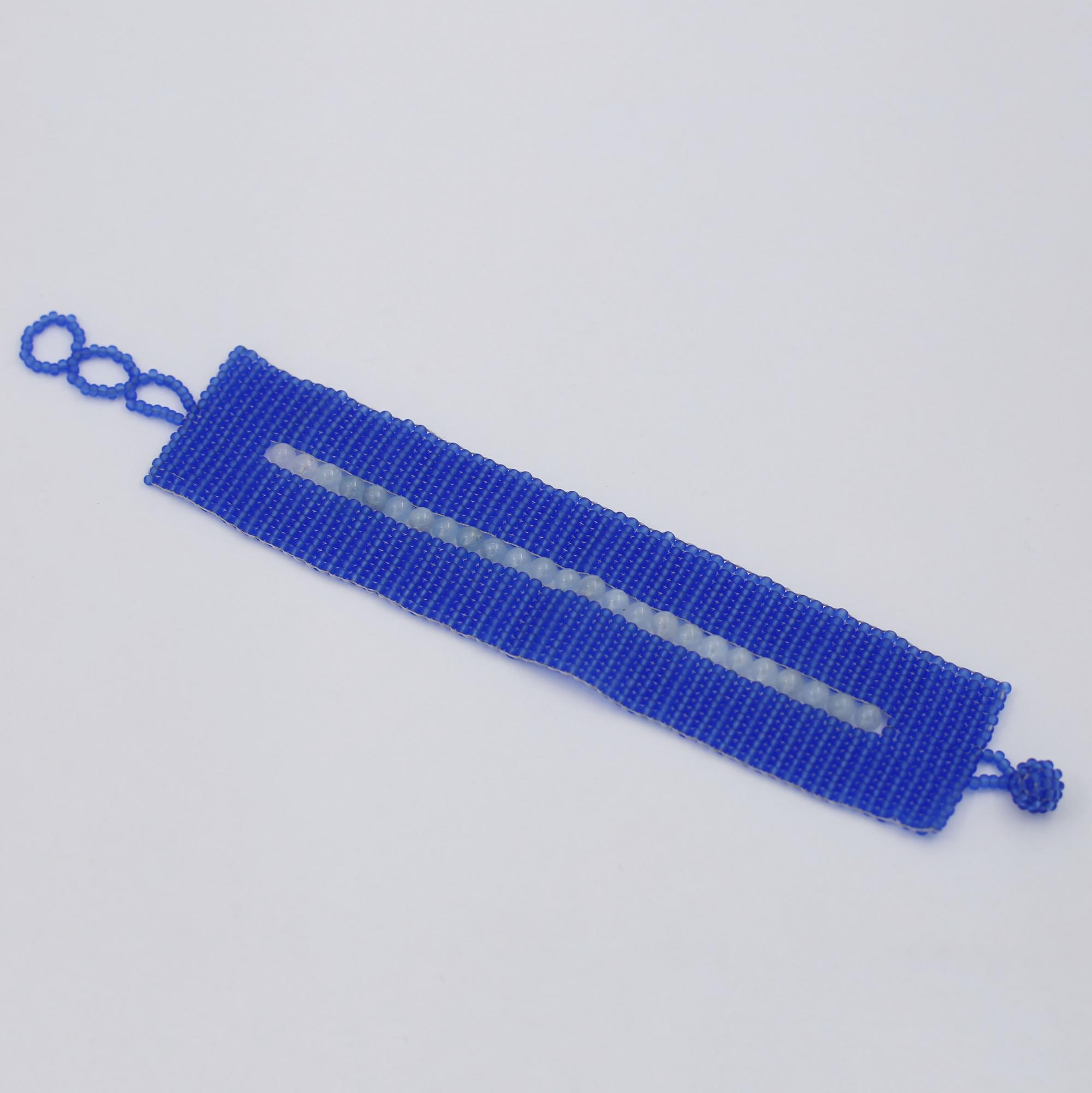 Браслет  из бисера с аквамарином 3P596