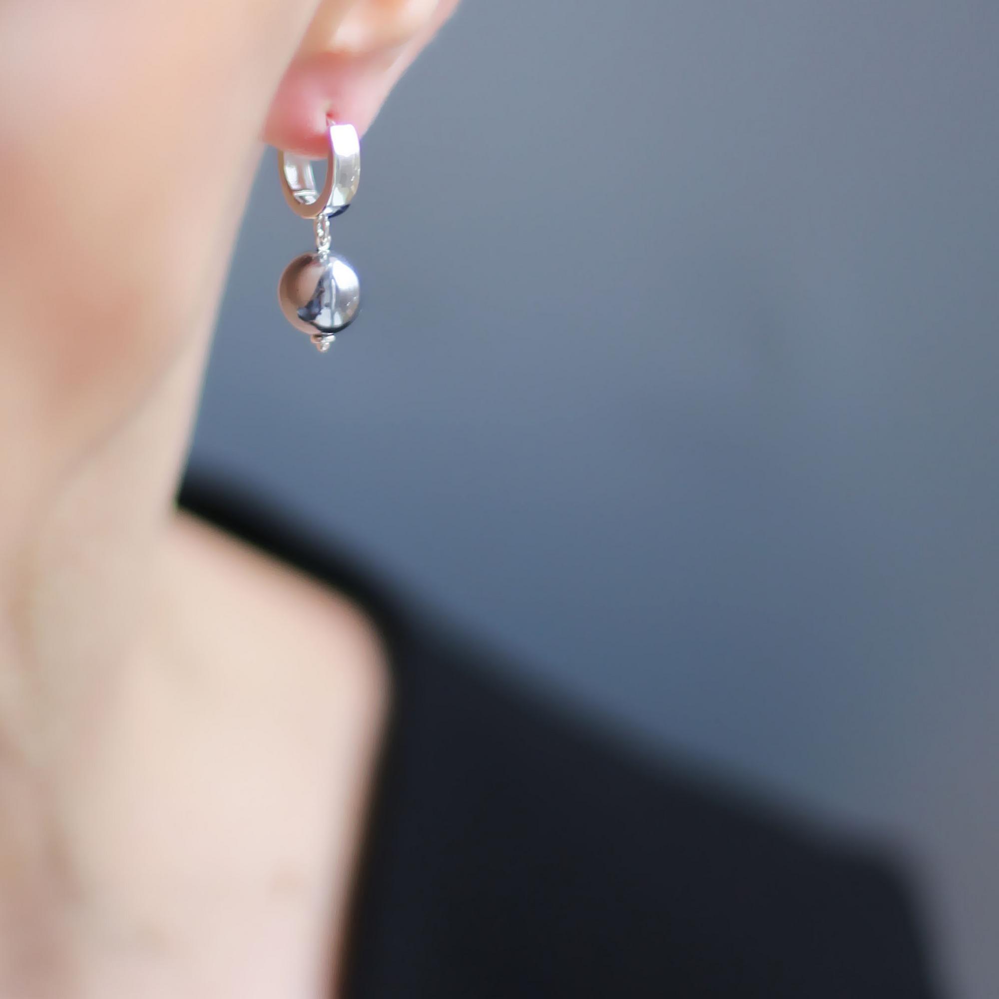 Серьги из гематита цвета родий 1P2513