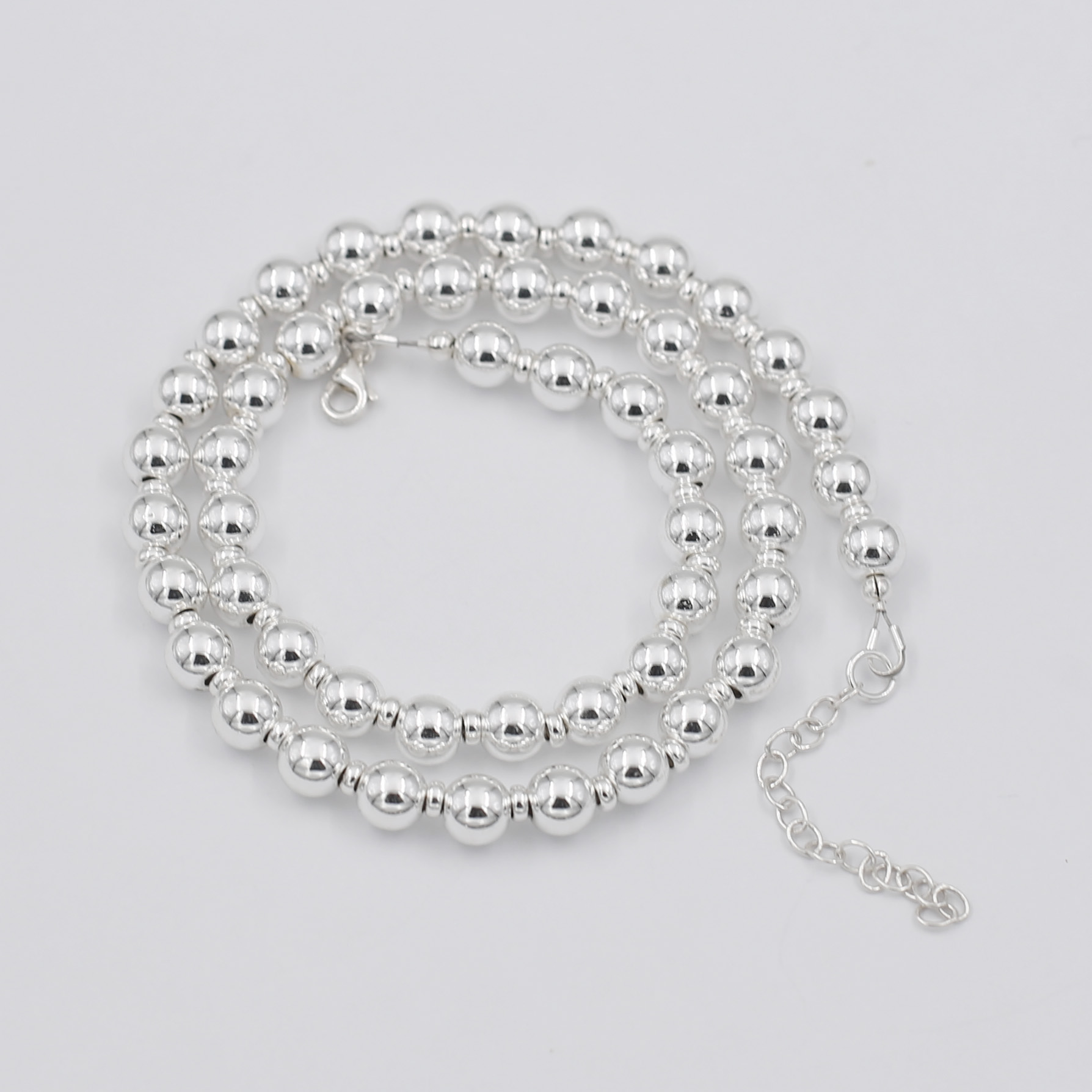 Колье из гематита серебряного цвета 4P933