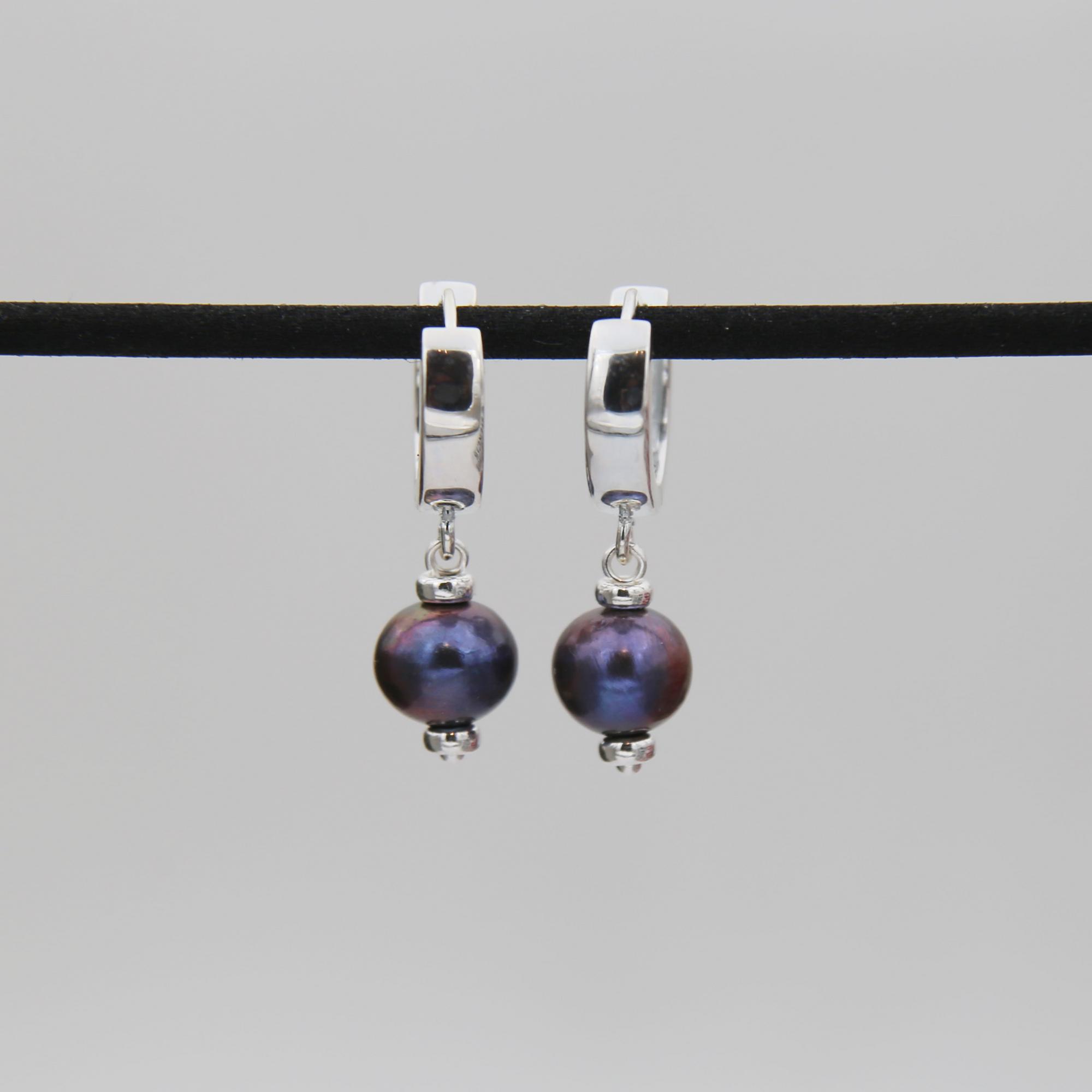 Серьги с темным жемчугом 1P2527