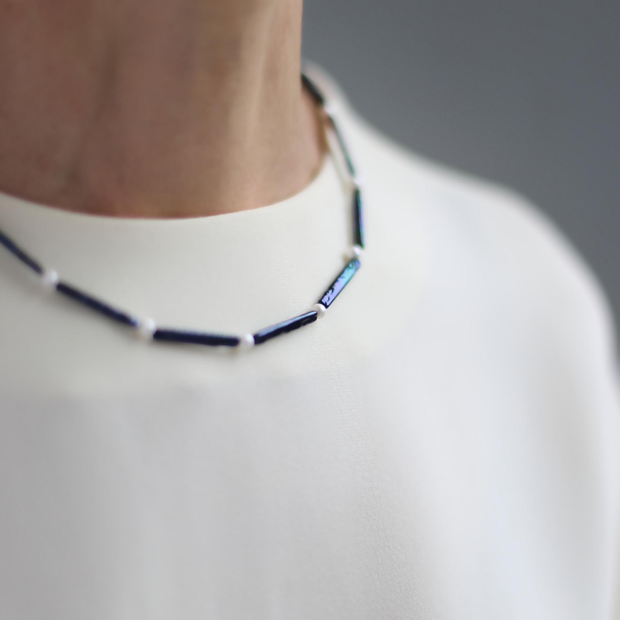 Колье с темным жемчугом 4P969