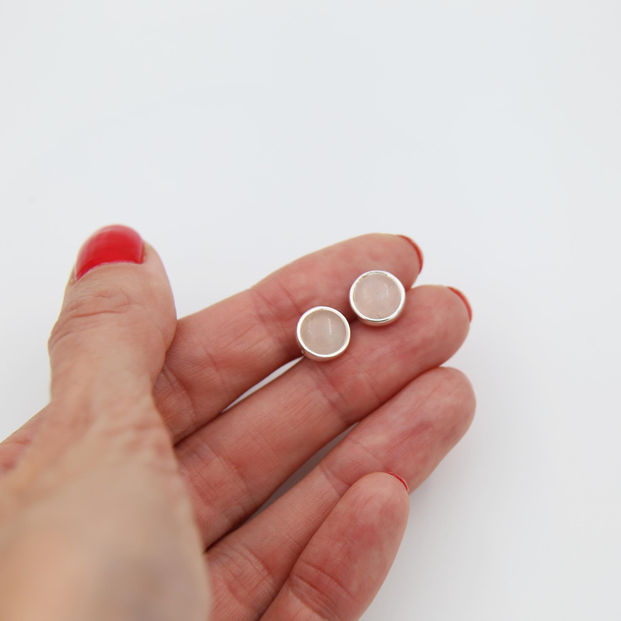 Серьги-гвоздики с розовым кварцем 1P2201