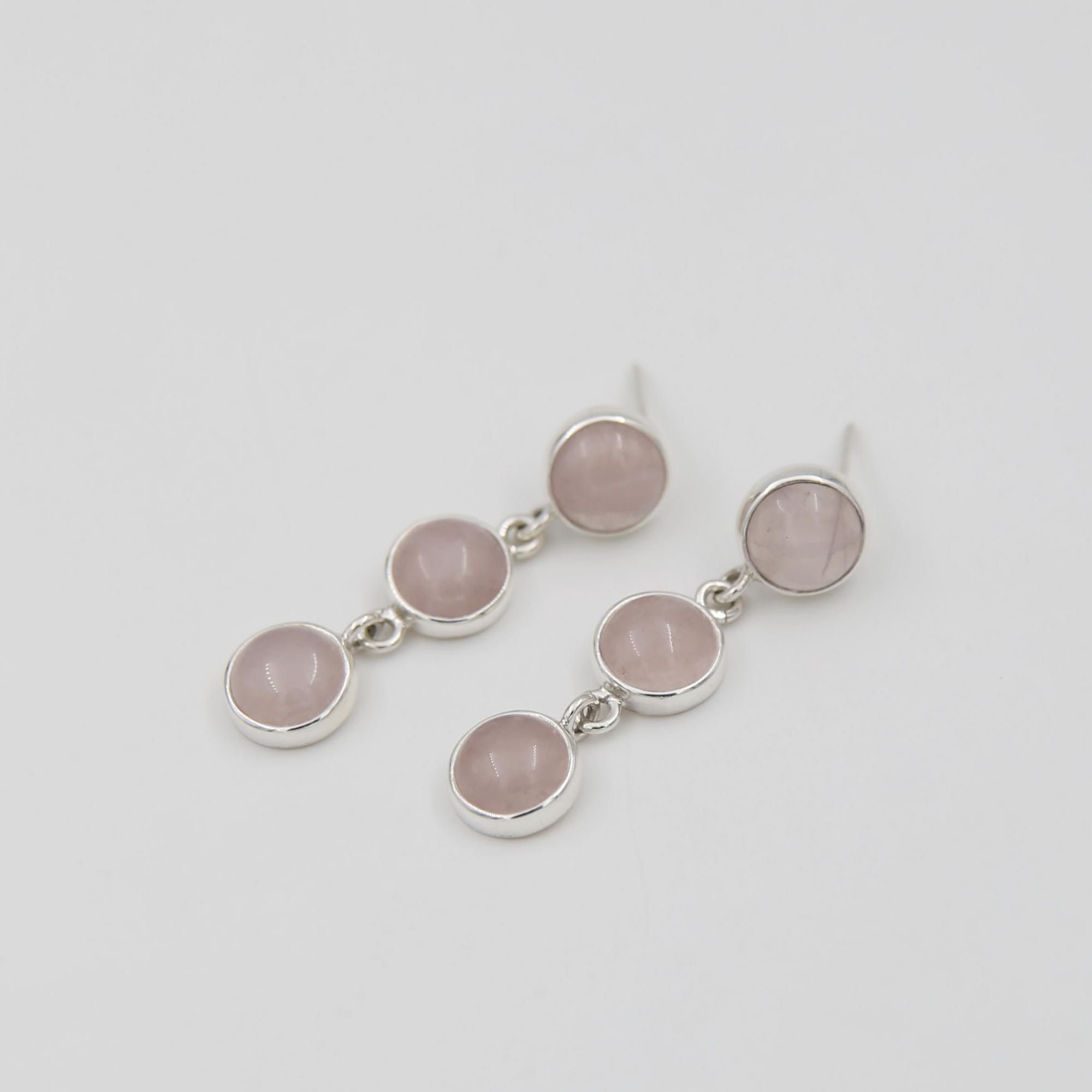 Серьги с розовым кварцем 1P2338