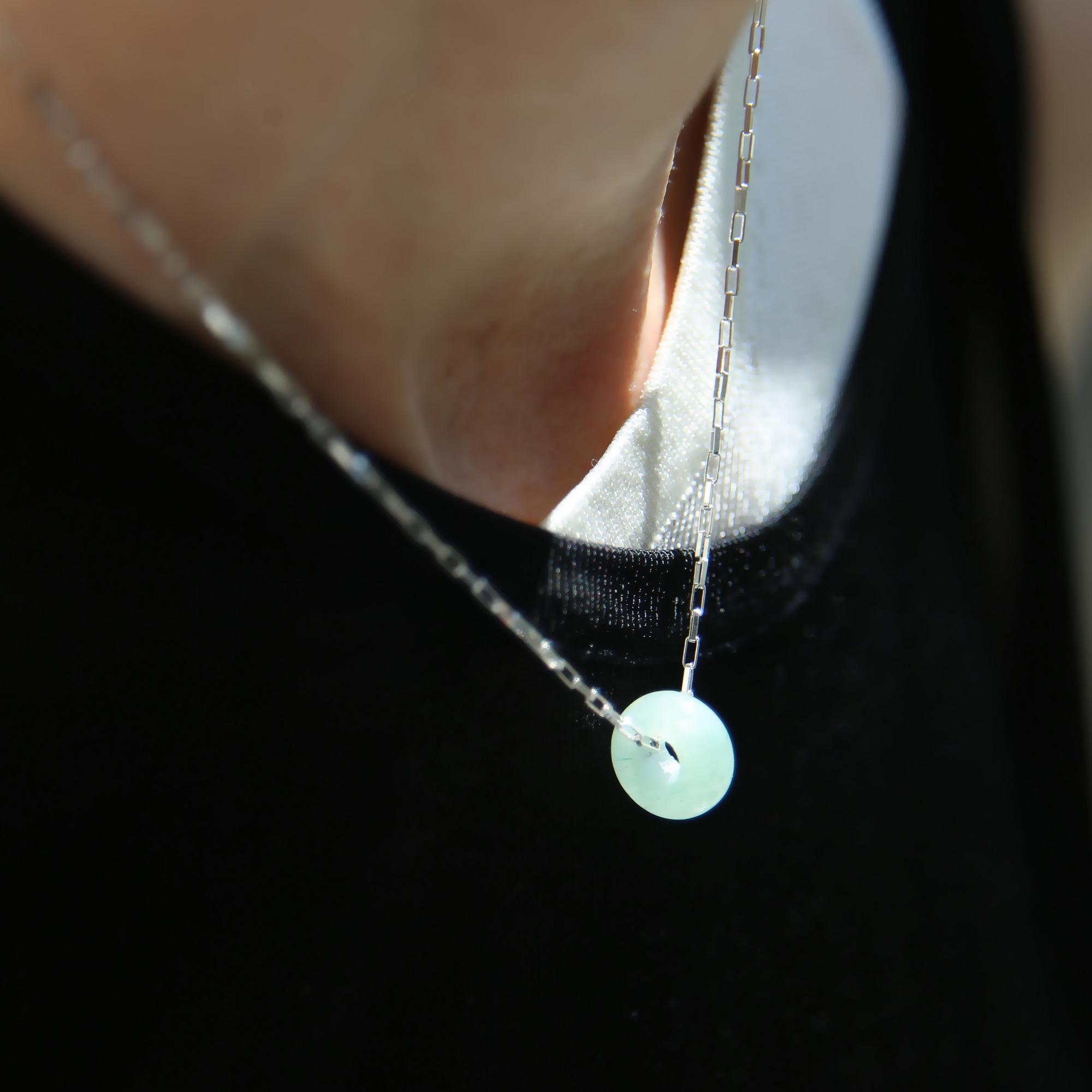 Цепь с подвеской из зеленого халцедона 4P947